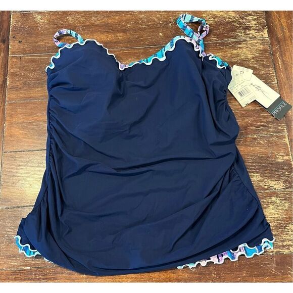 Profile by Gottex Harmony Plus Size Womens Ruched Tankini Top - Picture 3 of 7